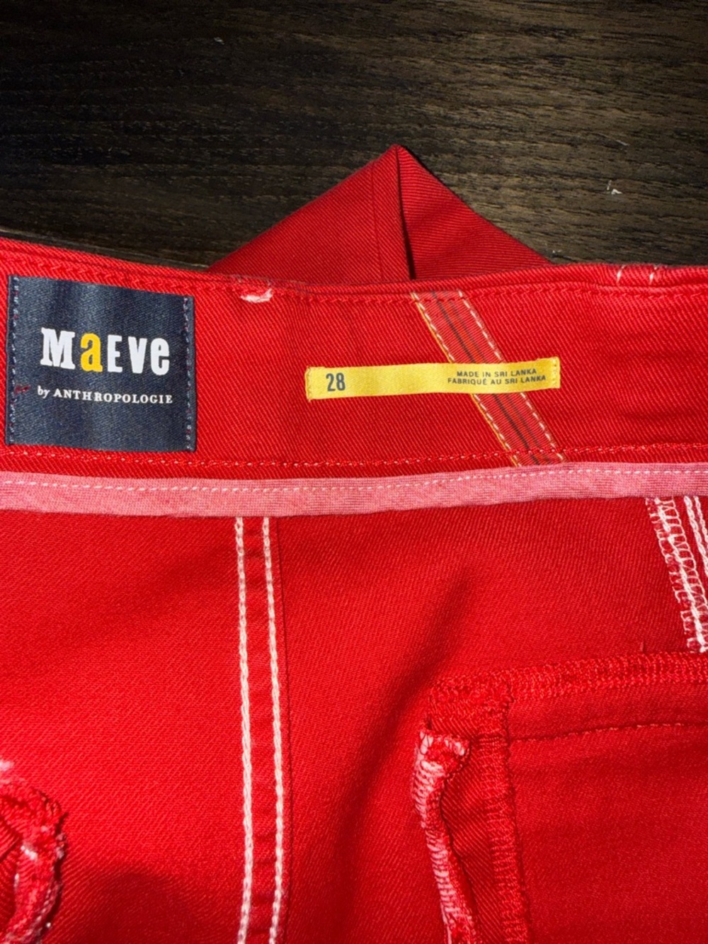 Anthropologie Maeve The Delaney Seamed Wide Leg Red Jeans - Picture 5 of 10